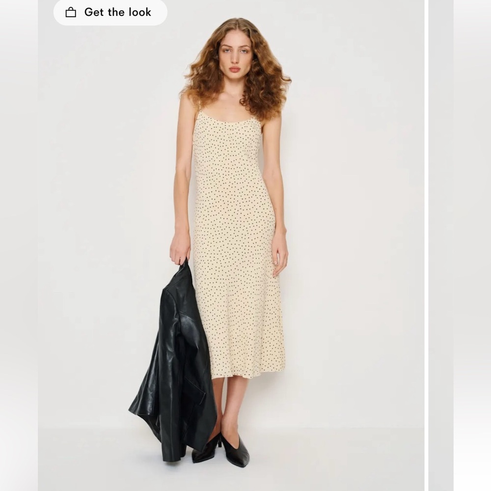 Reformation Cream and Black Midi Dress; Emerick Dress